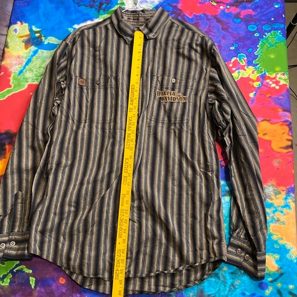 Harley Davidson Shirt Button Up Mens Large Tall. Striped Nice Preowned. - Picture 7 of 10